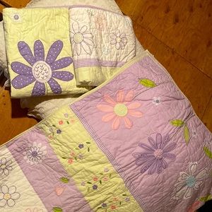 Twin size comforter with two shams pastel floral patterns from Pottery Barn kids